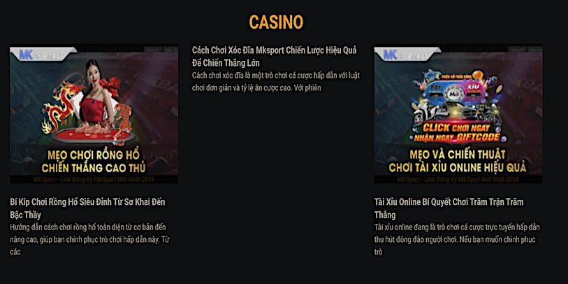 Các trò chơi casino phổ biến tại Casino Mksport